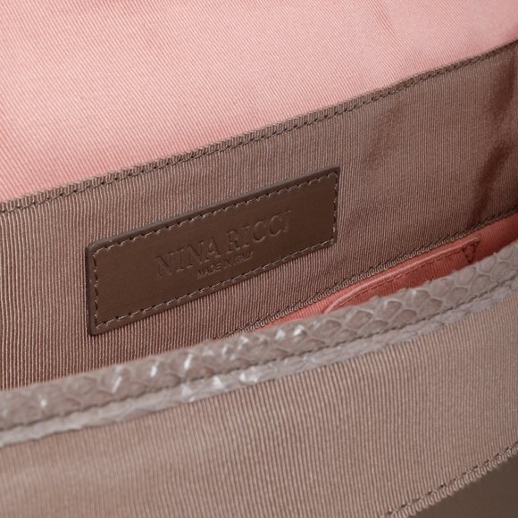 Nina Ricci Taupe Fur Watersnake Bracelet PM Shoulder Bag - Picture 12 of 12